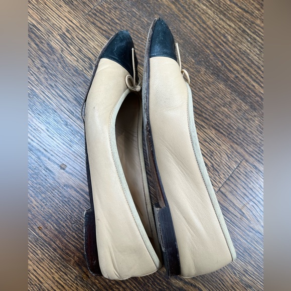 Tan and Black Chanel Ballet Flats - Picture 6 of 9